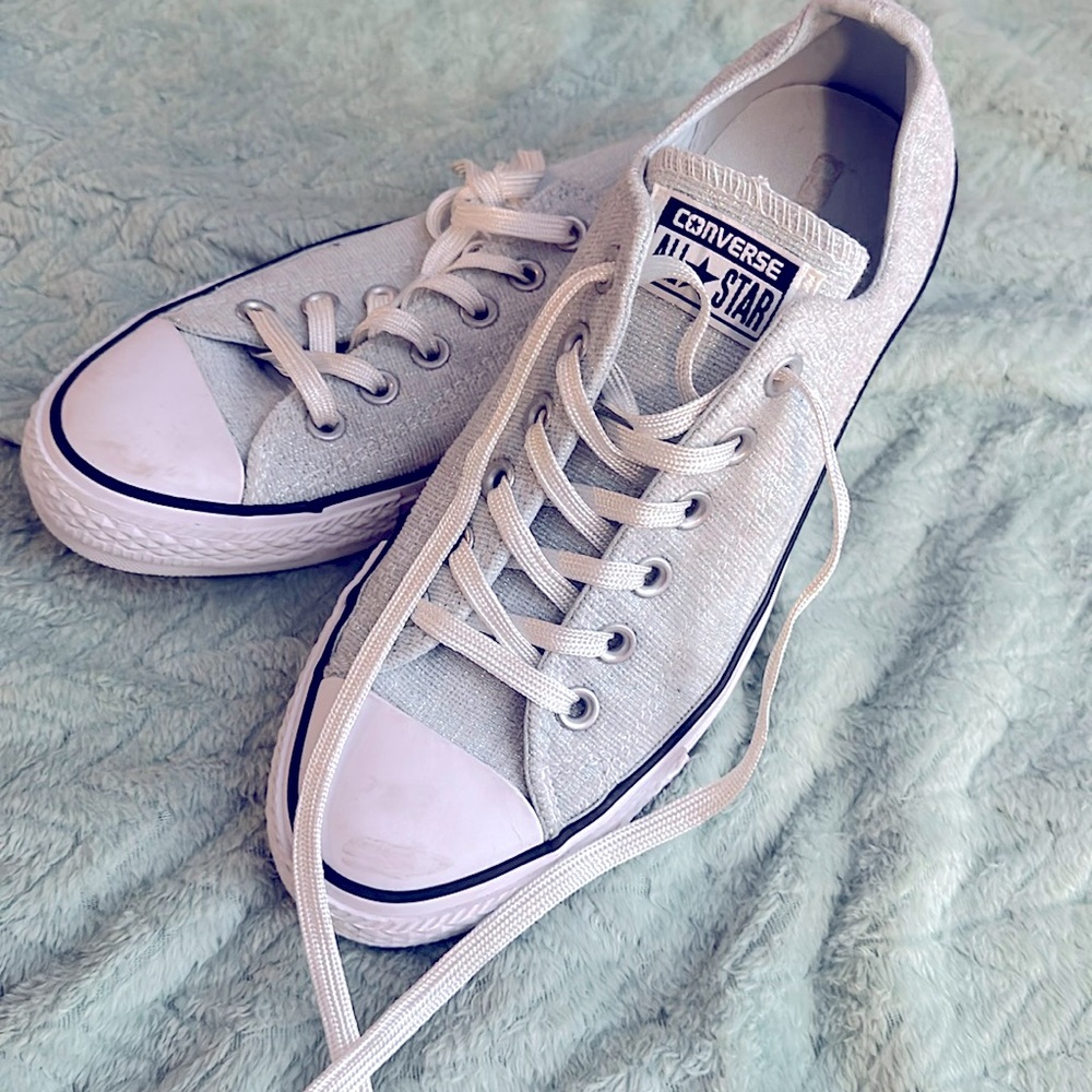 Sparkly bluish grey converse. Size 8.5